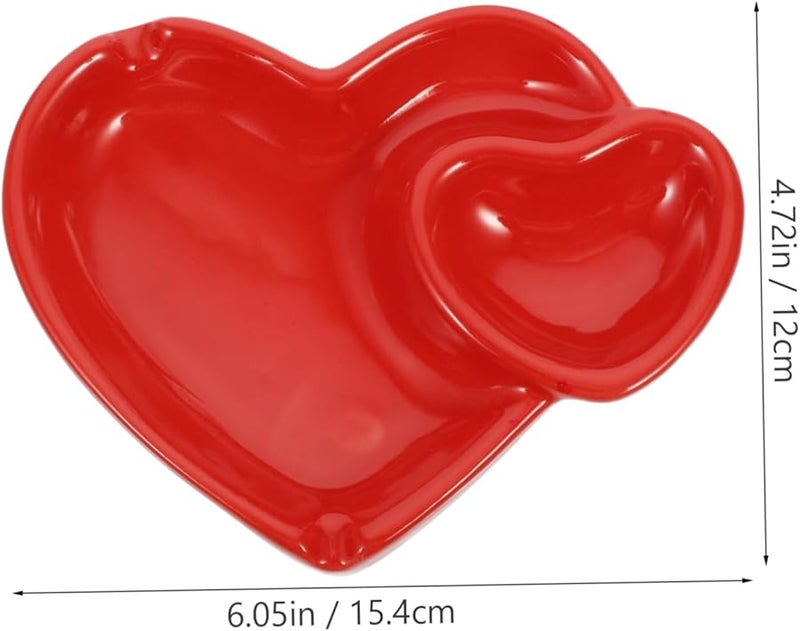 منفضة سيراميك على شكل قلب مقاومة للحرارة حامل رماد مدمج لسطح المكتب ديكور منزلي - Image 2